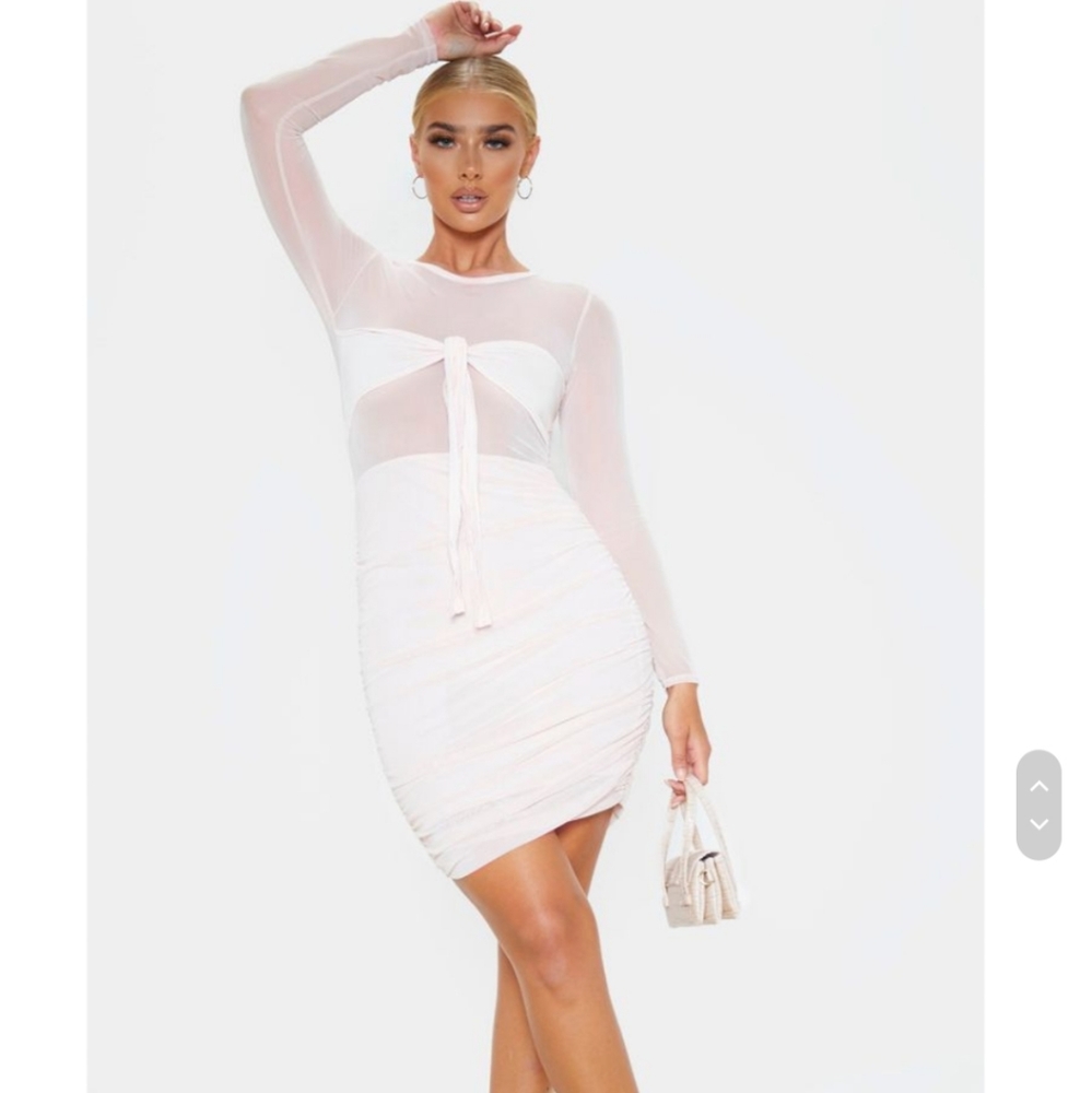 PrettyLittleThing Pink Mesh Mini Dress